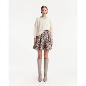 Theo Tyche Jacquard Short Pleated Skirt in Leopard L